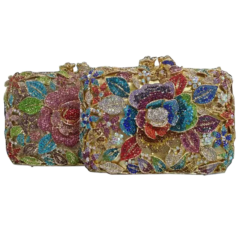 Nigeria elegant ladies evening dress bag wedding party banquet rhinestone handbag ladies crystal clutch