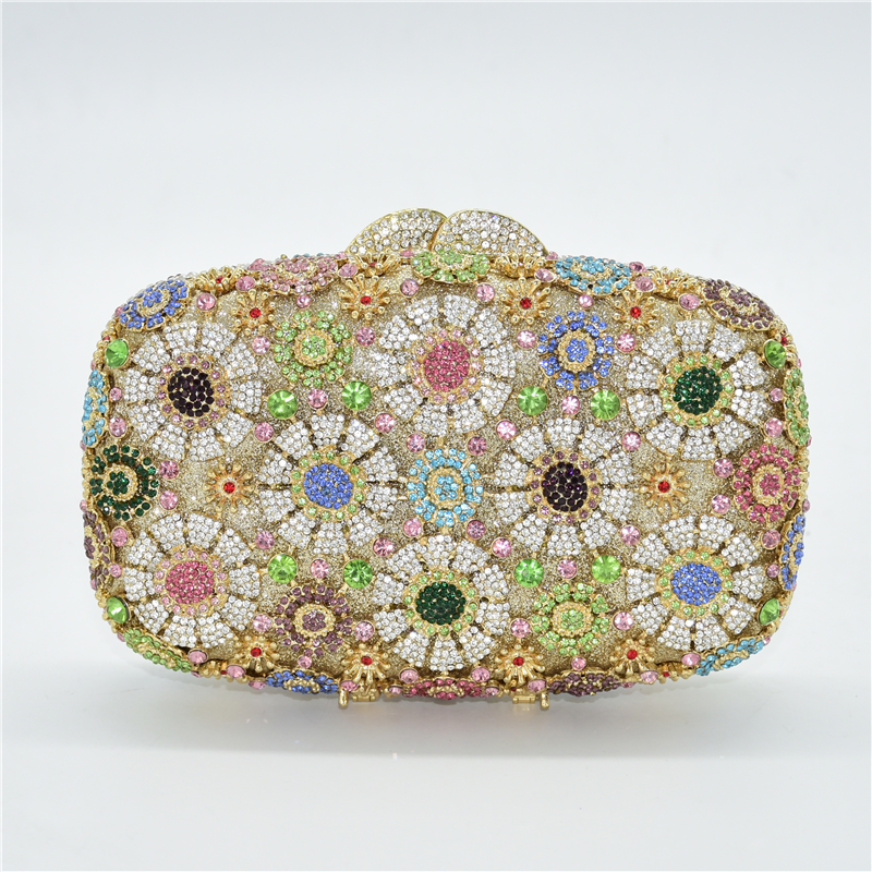 New Design Diamonds Beaded Flower Handbags Girls Elegant Wedding Purses Ladies Luxury Celebrity Party Bag Clutch Wedding Bridal