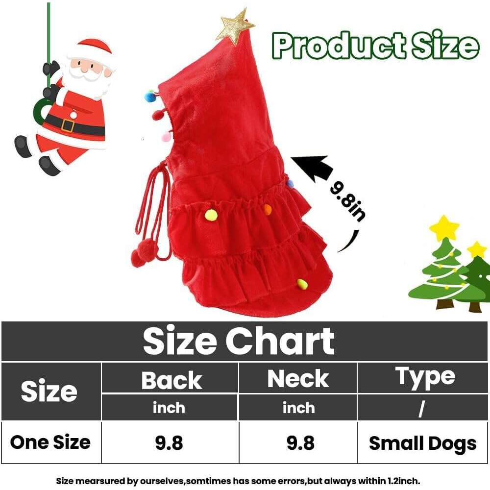 Vellibring Cat Christmas Outfit Red Cloak Hat with Star and Pompoms Puppy Cape Clothes Xmas Tree Elf Costumes Party Supplies Accessories for Small Dog