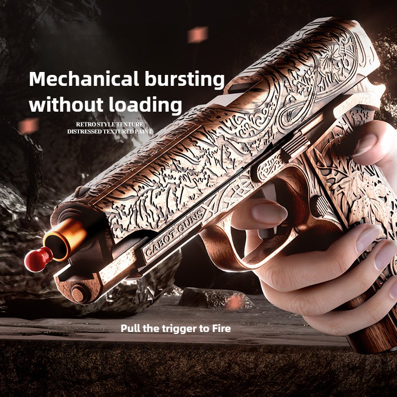 1911 Colt Soft Bullets Toy Gun Fancy Archaistic Relievo Pistol Shell Ejection Pistol Foam Dart Automatic Blowback Continuous Firing Movie Prop Collect