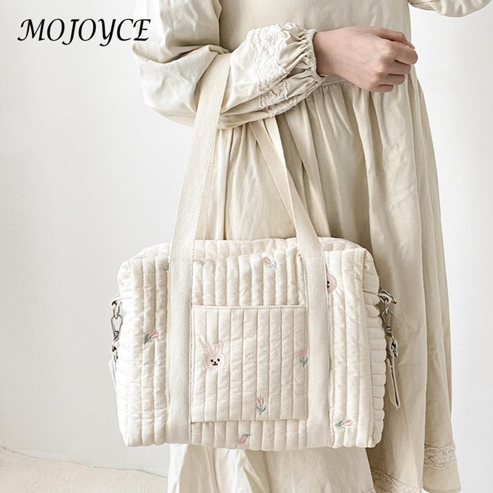 Embroidered Maternity Packs Cartoon Printed Maternity Bag Large-capacity Multi-functional for Stroller Outing Female Travel Tote