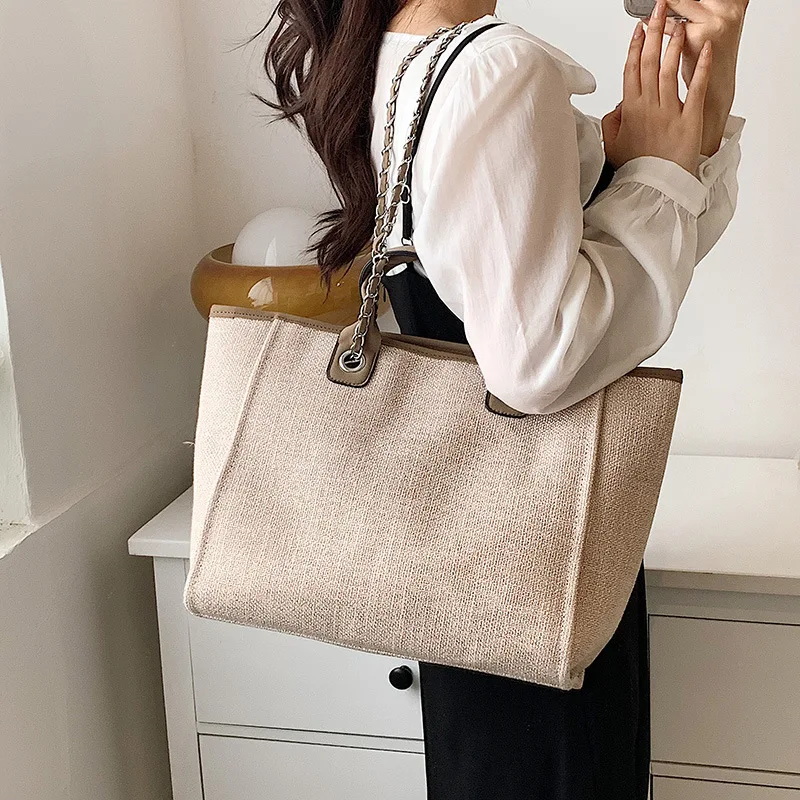 2024 New Women's Shoulder Bag Bucket Bag Fashion Large Capacity Handbag Chain Tote Travel Totes Weekend Jumbo Canvas Bags