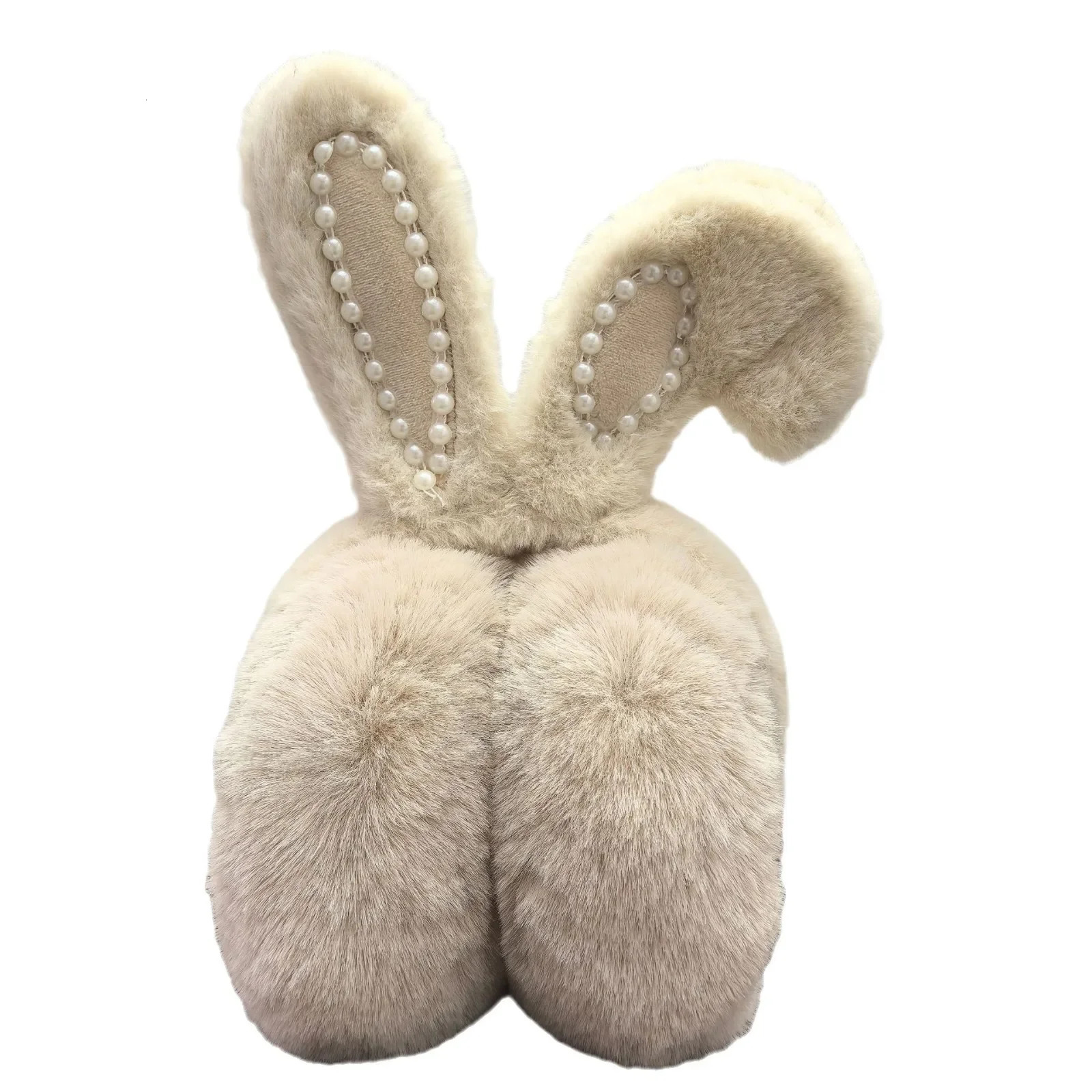 Cute Rabbit Ears Pearl Eartips Womens Winter Warm Eartips Plush Eartips Outdoor Cold Protection Fluffy Winter Eartips Womens 241107