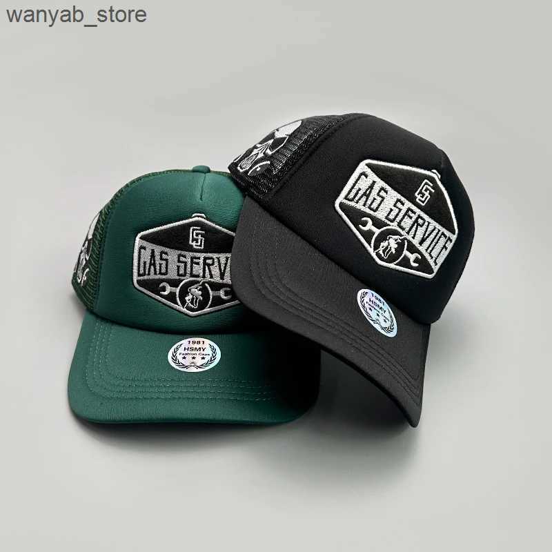 Ball Caps Gas Letter Embroidered Baseball Hat New Neutral Hip Hop Breathable Personal Sunshade Net Version Street Fashion Truck Hat L240910