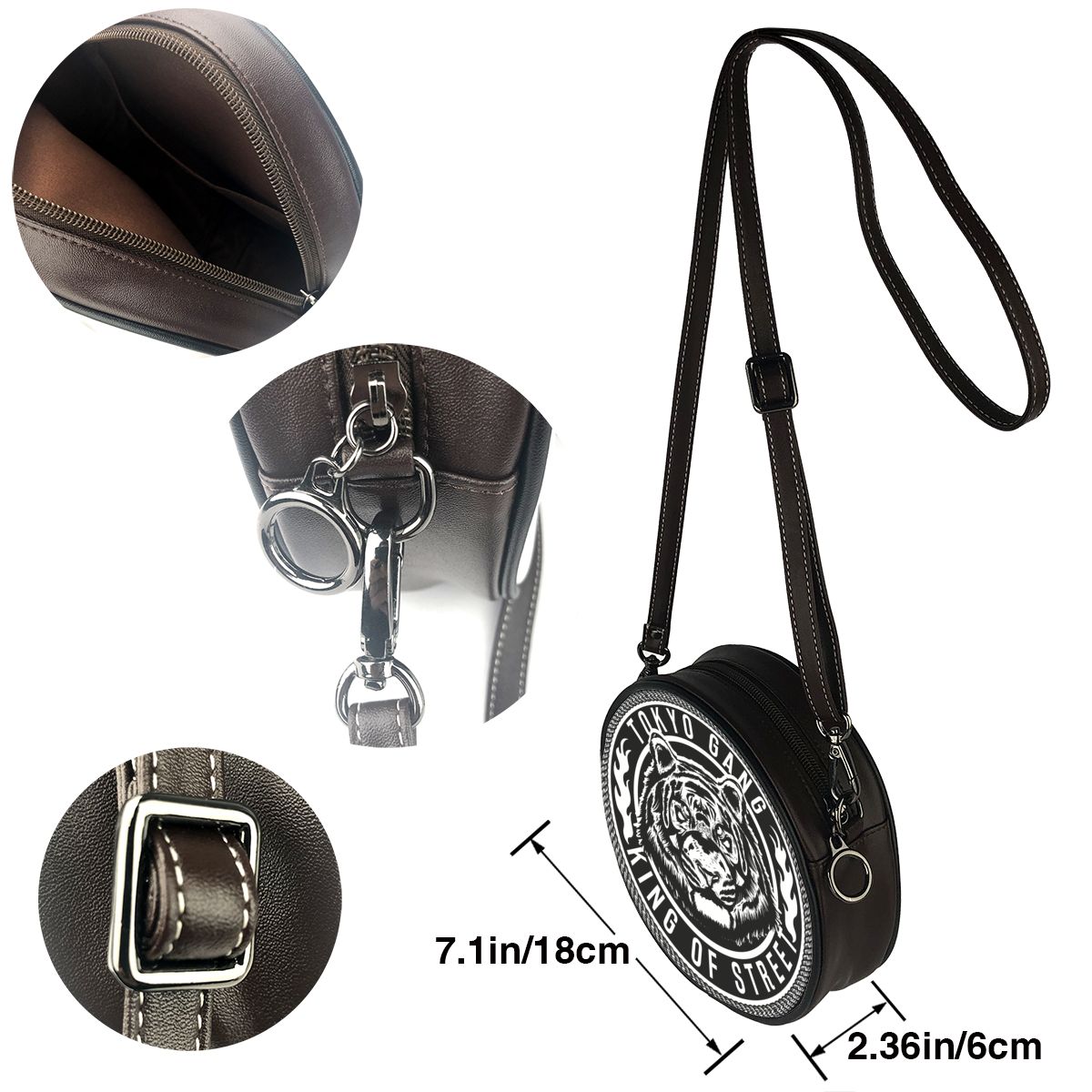 Women PU Leather Shoulder Bags Tokyo Style Tiger Prints Round Handbag Mini Women Messenger Bags Ladies' Tote Small bolsos