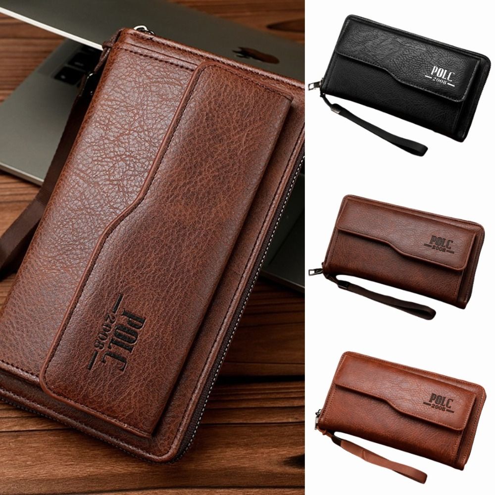 Leather Men's Long Wallet Multi-position Large Capacity Male Leather Purse Ultralight Leisure Men's Hand Bag Card Holder