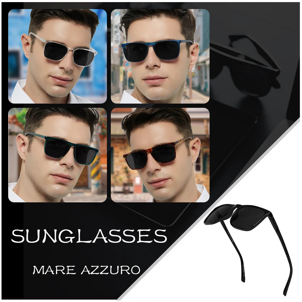 Mens sunglasses polarized er anti car glasses fashionable square mens sunglasses black sunshade glasses UV400 241106