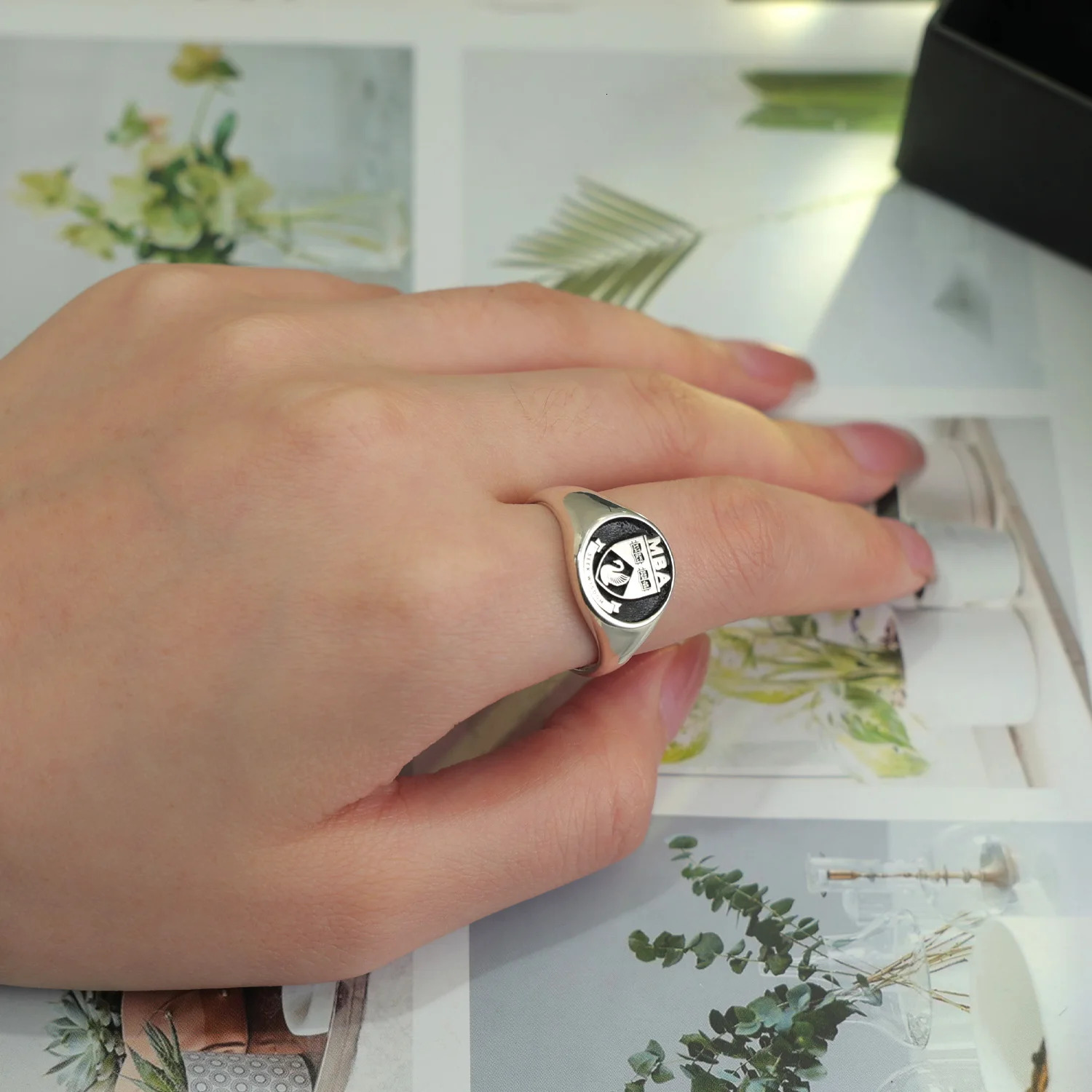 Customized personalized 3D 13mm ring womens fashion ring 925 silver ring family gift wholesale 241106