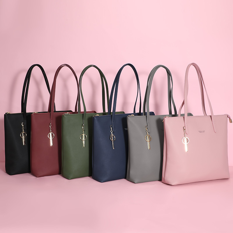 Simple Casual Female Totes Bag Pu Leather Women Shoulder Bag Brand Designer Lady Handbag Large Capacity Zipper Women Bag Purse