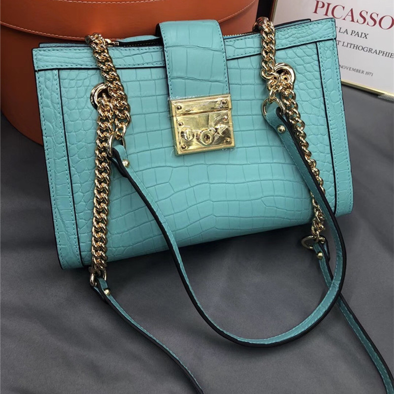 Fancy Genuine Crocodile Belly Skin Female Small Gray Blue Purse Women Flap Bag Exotic Alligator Leather Lady Single Shoulder Bag