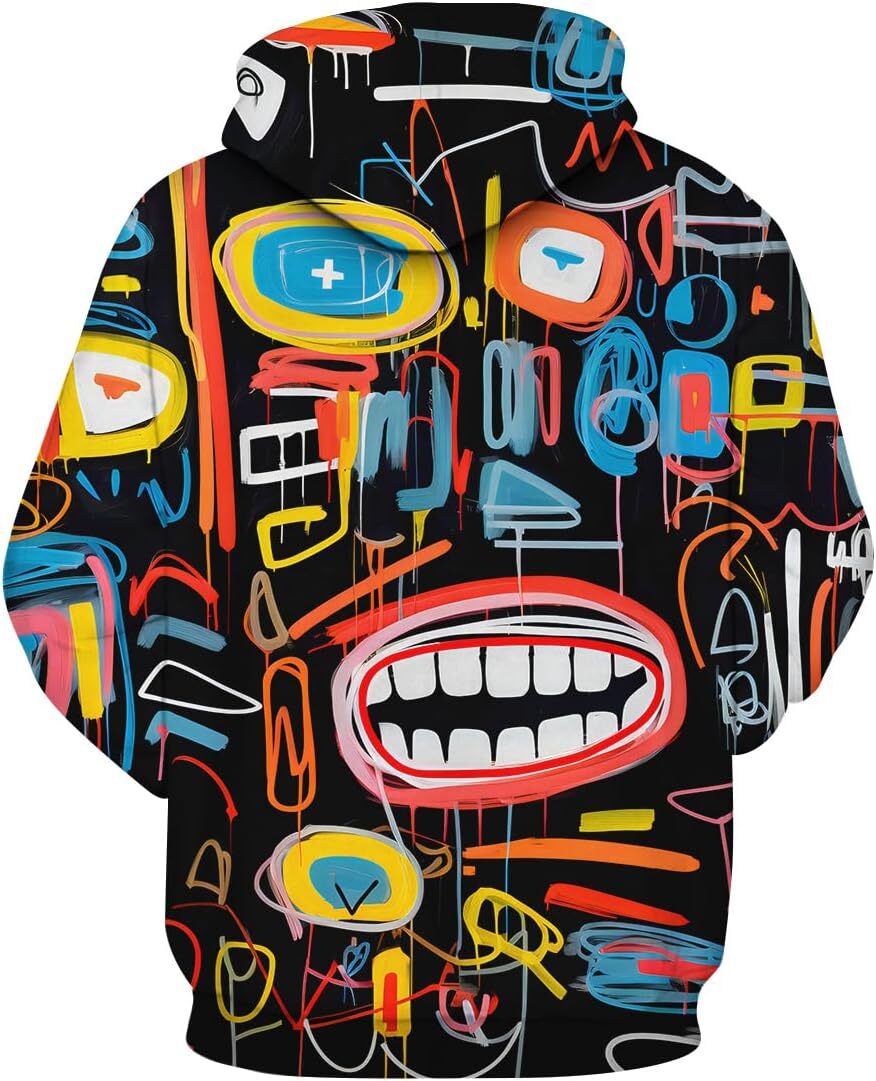 Hoodie for Mens Womens Mens Colorful Comic Graffiti Print Hoodie Hoodies Magic Trippy Graffiti Graphic Sweatshirts Pullover Graphic Cool colored patte