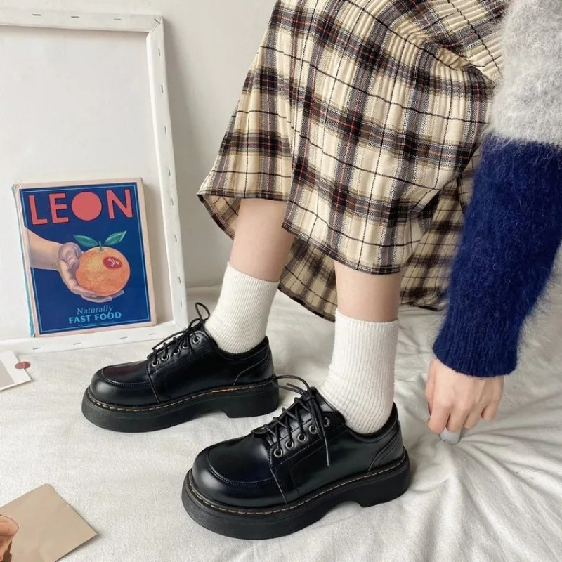 Japanese school uniform shoes Jk student shoes girl Kawaii Lolita soft girl round toe Lolita platform Mary Jane shoes 241106