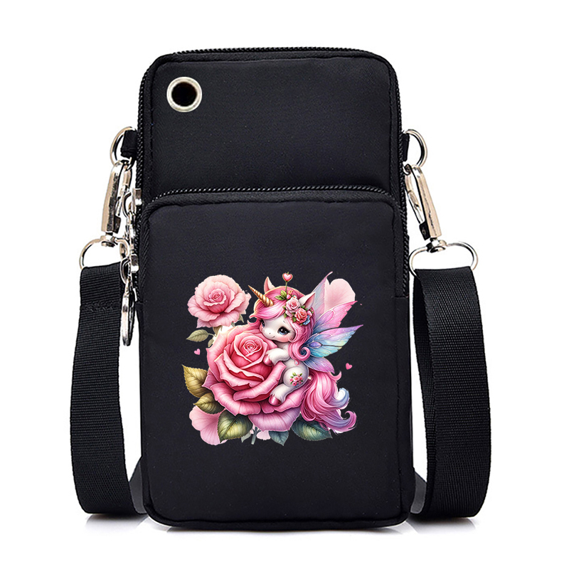 Pink Art Unicorn 26 Alphabet Designer Bag Cell Phone Bag Women Fashion Portable Small Outdoor Sports Arm Shoulder Crossbody Bag