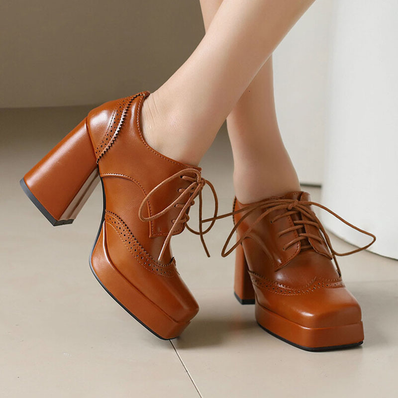 Phoentin Platform Booty Woman Mixed Colors Chunky High Heels Square Toe Lace Up Ankle Boots Women's Shoes Fashion 2024 Ft3691