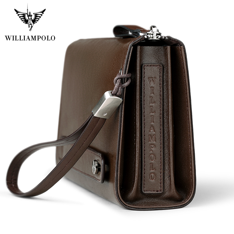 WILLIAMPOLO Luxury Brand Men Genuine Leather Wallet Anti-theft Wristlet Storage Zipper wallet Multifunctional waterproof wallet