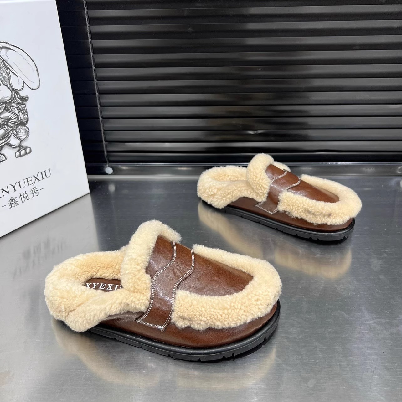 Women's Lamb Fur Face Home Velvet Cotton Slippers Free Shipping.