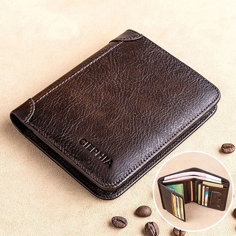 Vintage Leather Rfid Protection Wallets for Men Vintage Thin Short Multi Function ID Credit Card Holder Money Bag