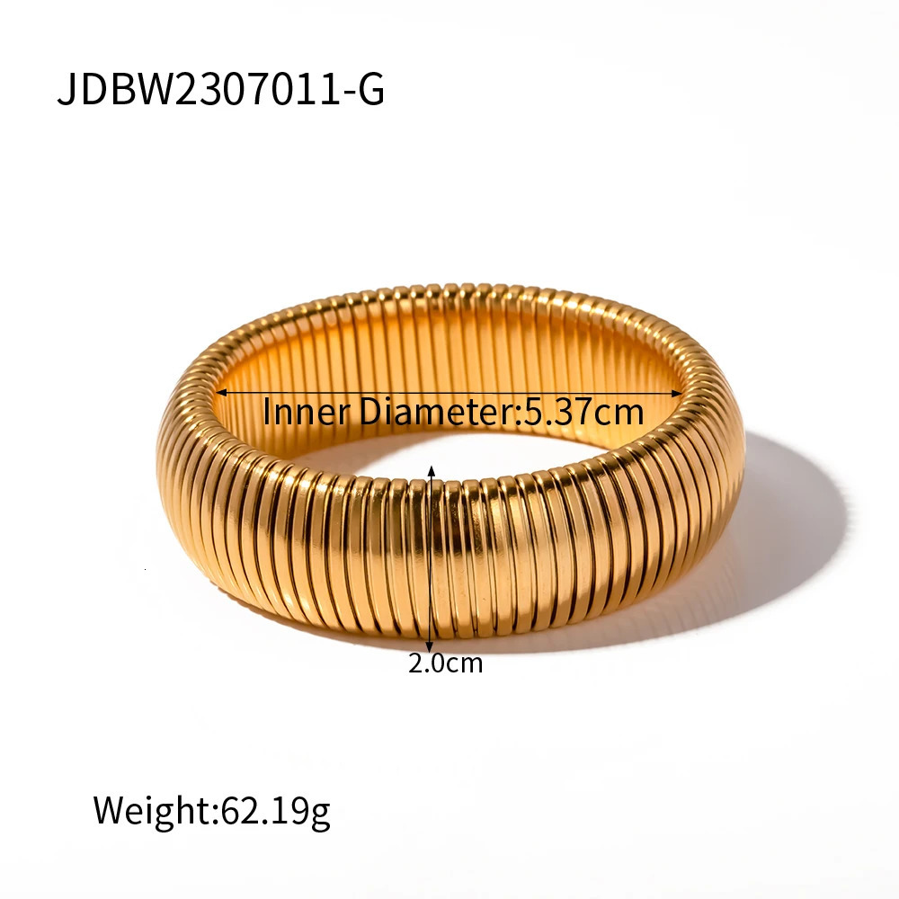 Uworld Stainless Steel 20mm Chunky Wide 18K Gold Plated Silver Color For Women pulseras de acero inoxidable para mujer 241106