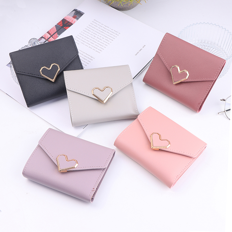 1Pc Love Heart Wallet Women Fashion Purse Mini Coin Purse Female Money Pocket Small Card Holder Bag Girl Clutch Bag
