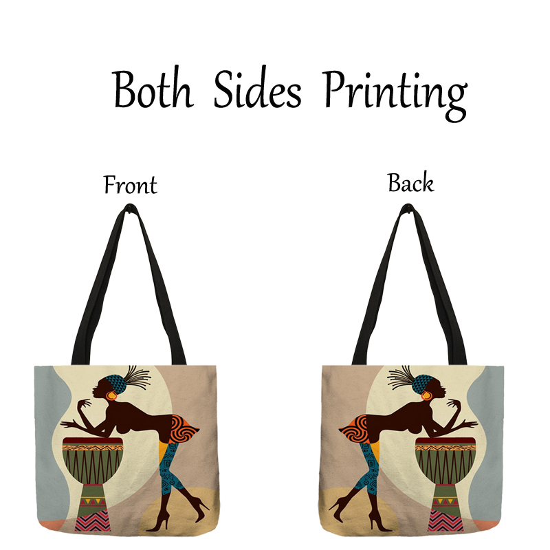 Retro Djembe Dunun African Dance Afro Women Tote Bag Handbags Ladies Reusable Large Shopping Bags Leisure School Beach Bag Gift