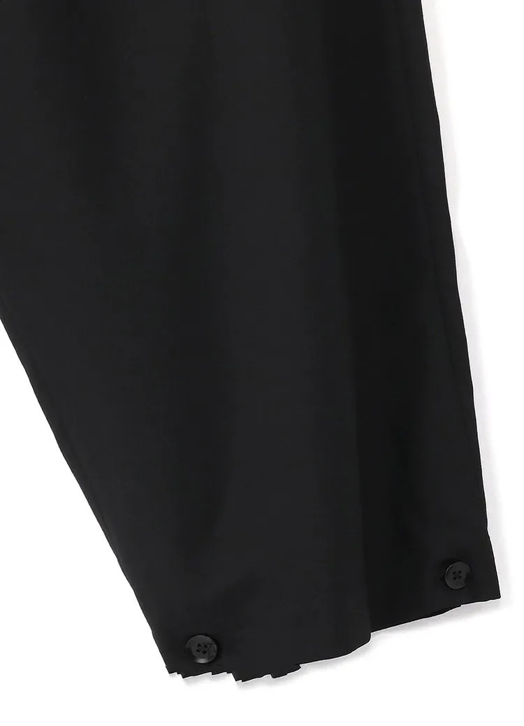 Mens spring and autumn wide leg pants overalls loose mens casual large size suspenders Japanese Yamamoto wind 240401