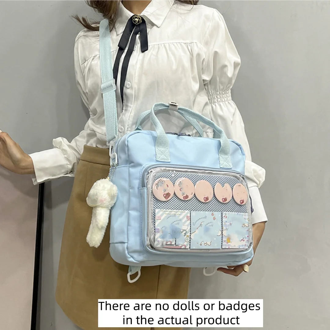 Fashion Y2K Girl Shoulder Bag Japanese Cute Transparent Canvas Itabag Student Personalized Cross Bag Backpack 241107