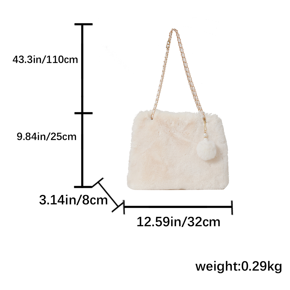 Winter Women's Bag Faux Fur Tote Bag Trendy Handbag Chain Shopping Bag Plush Shoulder Bag Fashion Fluffy Handle Clutch Bag 2023