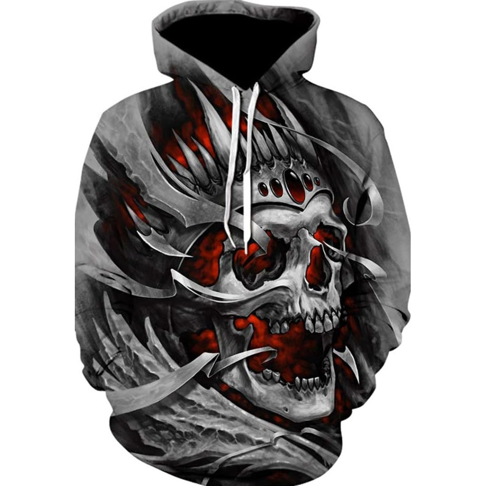Hoodie for Mens Womens Hoodies Men Skull 3D Graphic Print Sweatshirts Pullover Tops with Pocket Graphic Cool and Handsome Skull Pattern