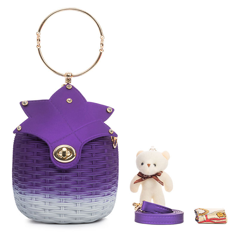 2021 Summer New Braided Women's Stiletto Bag Korean Version of The Matte One-shoulder Bag PVC Bump Bucket Bag