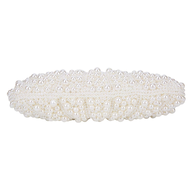 Women Pearl Clutch Bags Evening Bag Purse Handbag For Wedding Chain Bag For Dinner Party, White