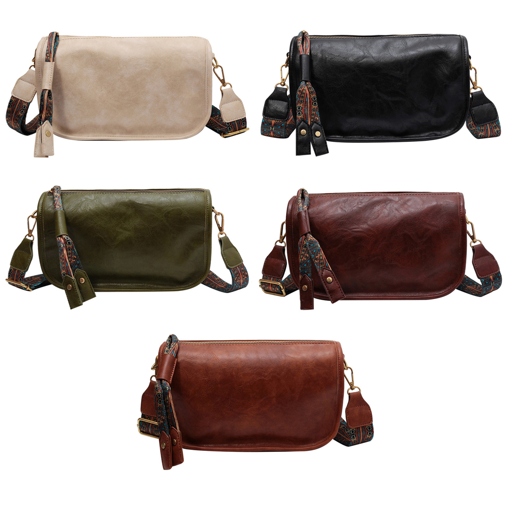 Luxury Vintage PU Leather Pillow Bag Shoulder hobo Bag for Women Lashion Wide Strap Crossbody Bag for Women Purse