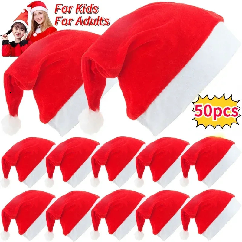 Adult and rens Christmas Hats Non woven Santa Claus Christmas Hats Happy Christmas Year Party Decoration Gifts 241106