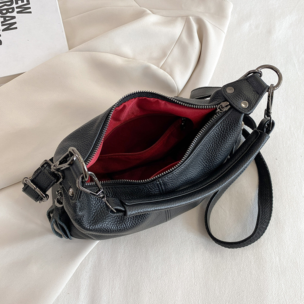 Women Fashion Shoulder Bag Large Capacity Cowhide Casual Satchel Bag Adjustable Strap Vintage Underarm Bag for Outdoor Travel