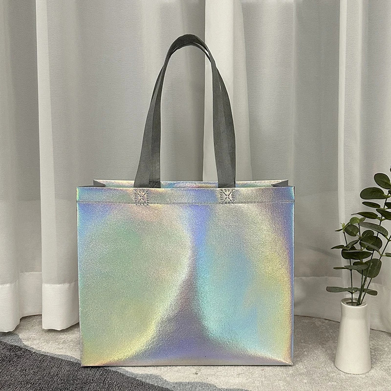 20 pieces/laser shoulder bags shoe shopping bags high-end non-woven bags shopping mall bags clothing packaging bags 241106