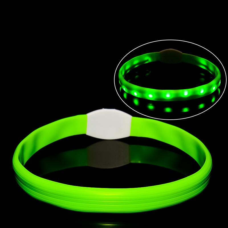 Dog Glow-in-the-Dark Collar Amazon Glow Anti-Lost Pet Glow USB Rechargeable LED Light-up Silicone Collar