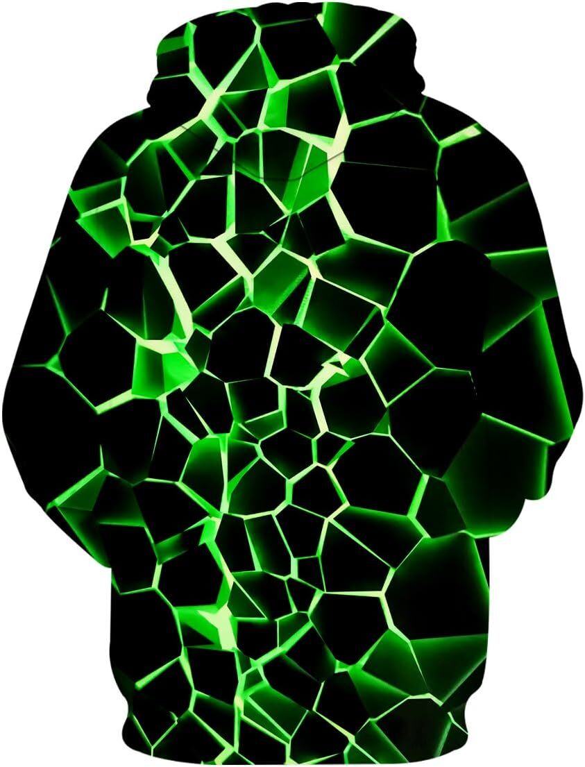 Hoodie for Mens Womens Unisex Graphic Print Hoodies 3D Colorful Novelty Design Long Sleeve with Pocket Graphic Trendy green pattern