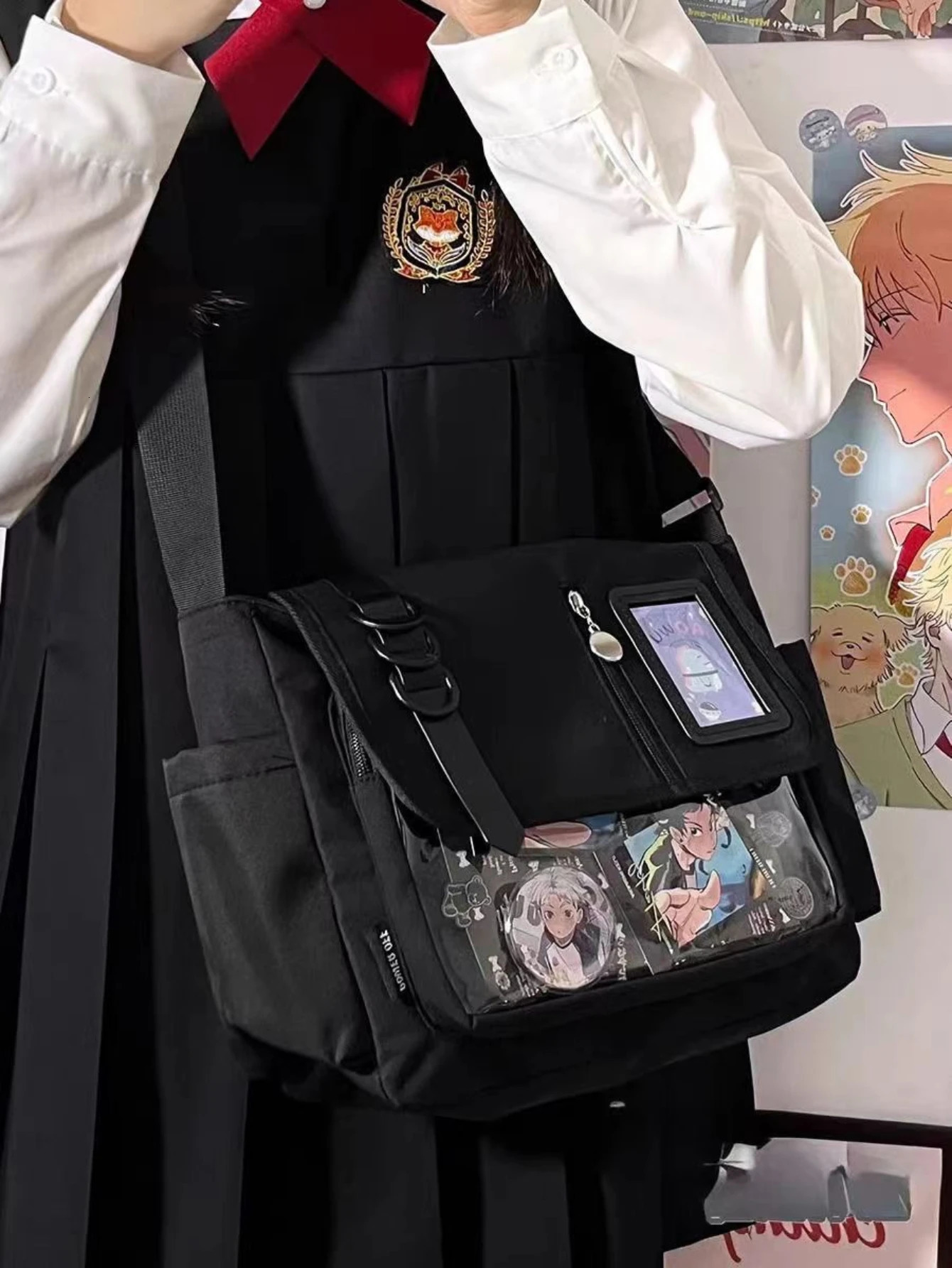 Y2K Japanese Harajuku Youth School Bag 2024 Transparent Itabag Cross Body Bag DIY Badge Display Board Ita Bag 241106