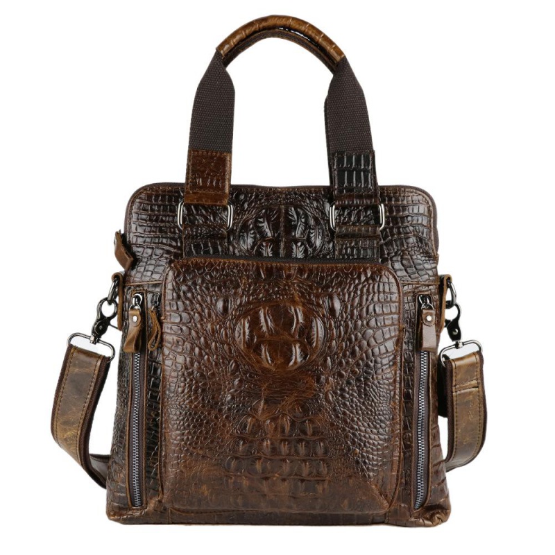 Genuine Leather Crocodile Pattern Mens Briefcase Business Cowhide Handbag Male Shoulder Messenger Bag Office File bag