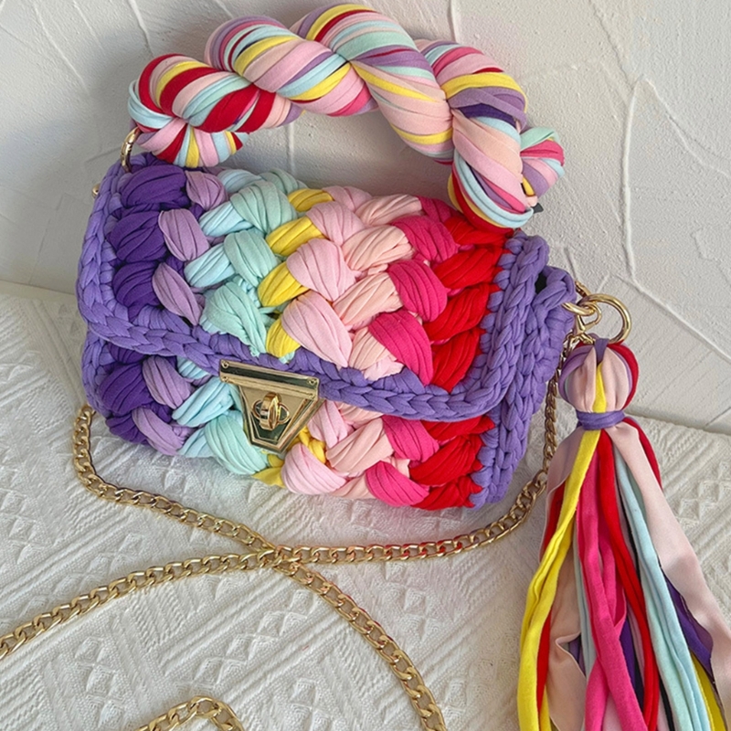 2023 Handbag Large Capacity Handmaede Woven Shoulder Bag Crochet Tote for Girl