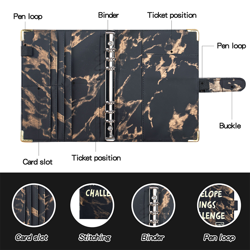 100 Envelope Savings Challenge Laser A5 Loose-Leaf Binder With Cash Envelopes Money Organizer Savings Notebook