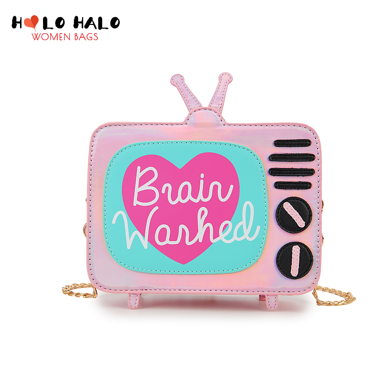 Novelty Laser TV Design Women Handbag and Purse Girl Mini Shoulder Bag Ladies Fun Crossbody Messenger Bag Kawaii Daily Clutch