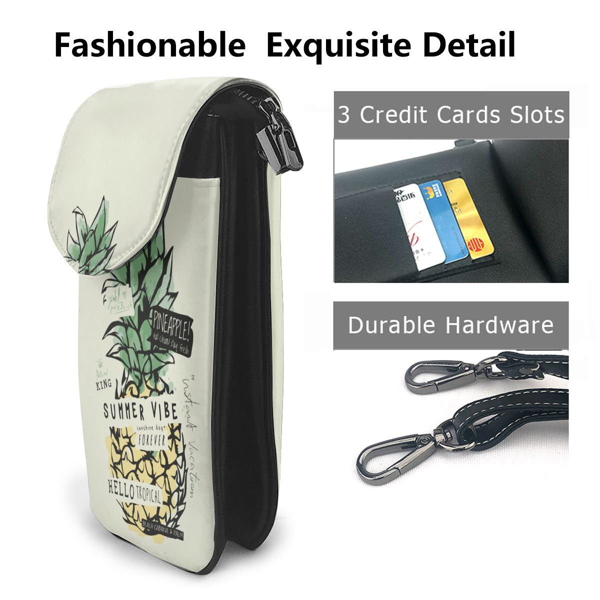 PU Luxury Handbags Womens Pineapple Prints Purse Woman Ladies Hand Bags Women's Crossbody Bags Clutch Phone Wallet Shoulder Bag