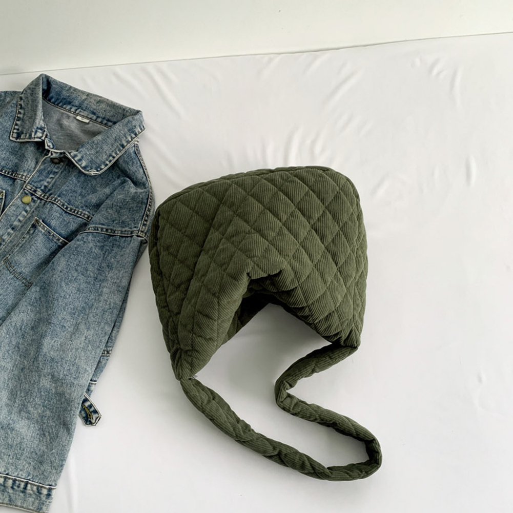 Women Underarm Bag Corduroy Quilted Shoulder Bag Large Capacity Shoulder Bag Trendy Bag for Daily Office Use Solid Color Handbag