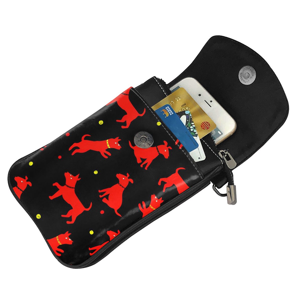 Women Over The Shoulder Small Flap Crossbody Bags Cartoon Dog Animal Prints Messenger Bag for Girl Handbag Ladies Phone Purse