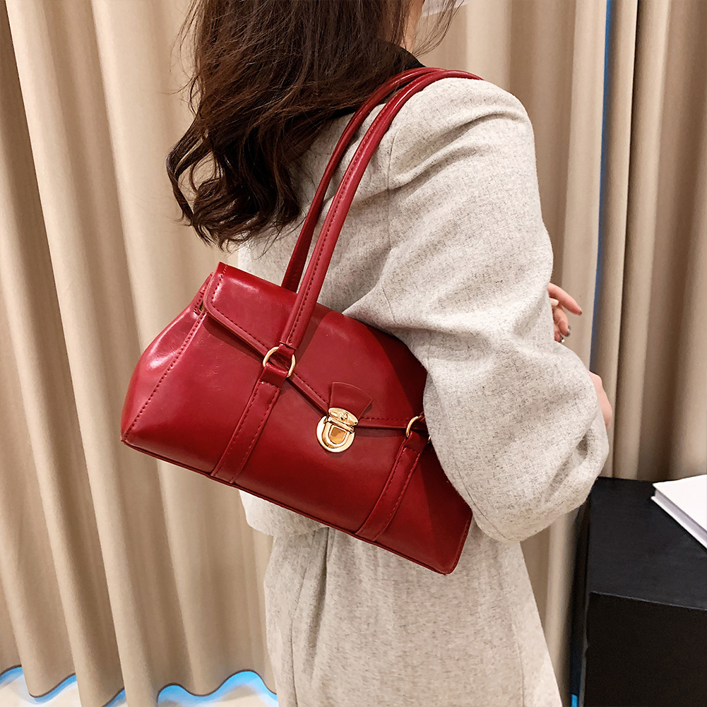 Solid Leather Handbag For Women Designer High quality Leather Tote Bags 2023 Vintage Trend Shoulder Bag Women's Underarm Bag