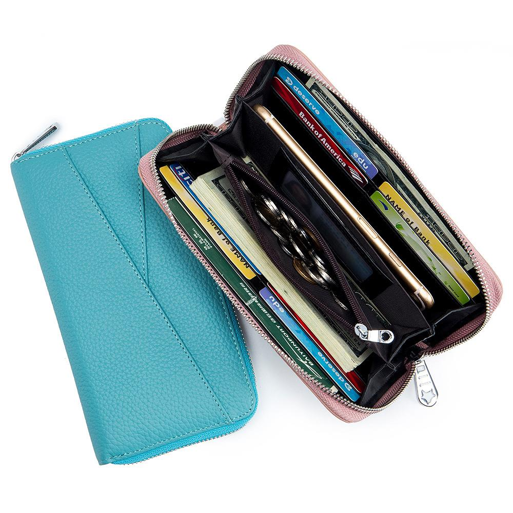 Business Long Wallet Women's Large Capacity First Layer Cowhide Organ Card Holder Fashion Clutch Bag Mobile Phone Bag
