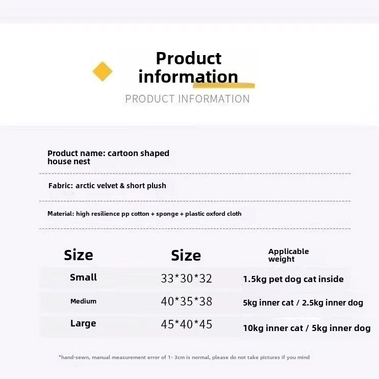 House Soft Pet Bed Tent Indoor Enclosed Warm Plush Sleeping Nest Basket with Removable Cushion Travel Dog Accessory