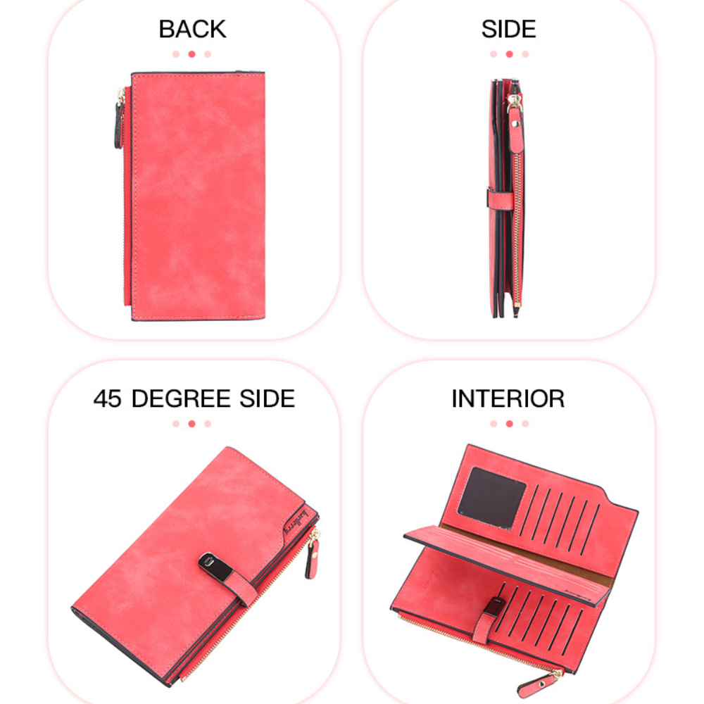 2024 Luxury Brand Women's Wallet Fashion Long Multi-Card Wallets Trendy Nubuck Leather Coin Purse Retro Solid Color Card Holder
