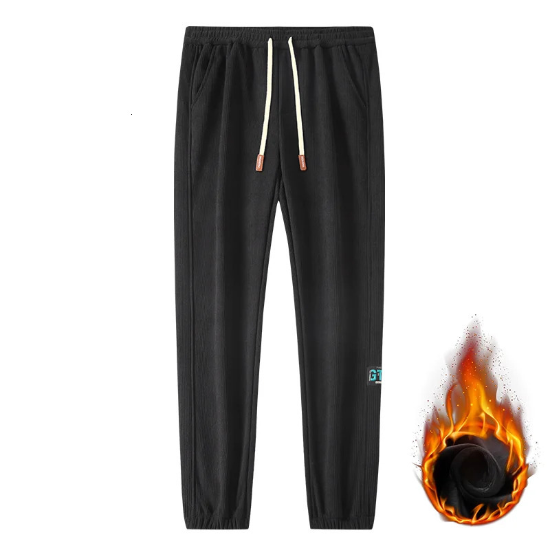 Plus Size 9xl Winter Pants Men Jogger Fleece Warm Trousers 6xl 7xl 8xl Black Yellow Brown Loose Sweatpants Streetwear Fashionv 241104