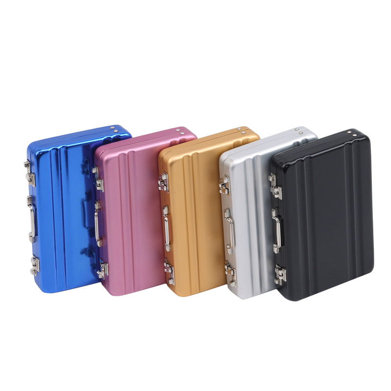 1PC New Aluminum Storage Box Business ID Credit Card Holder Mini Suitcase Bank Card Box Holder Jewelry Case Organizer Rectangle